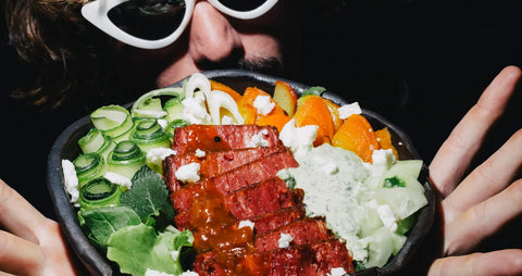 Sliced plant-based filet showing tender interior