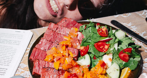 Plant-based loin seared with golden crust