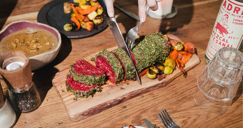 Juicy Marbles loin carved into steaks